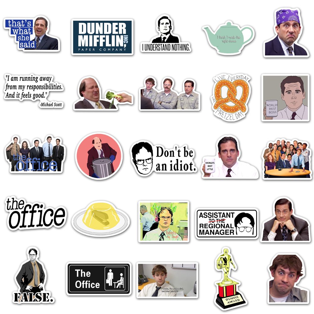 50pcs Funny The Office Graffiti Sticker Diy Decoration Diray Skateboard Luggage Water Cup Pvc Material Waterproof Toy Stickers
