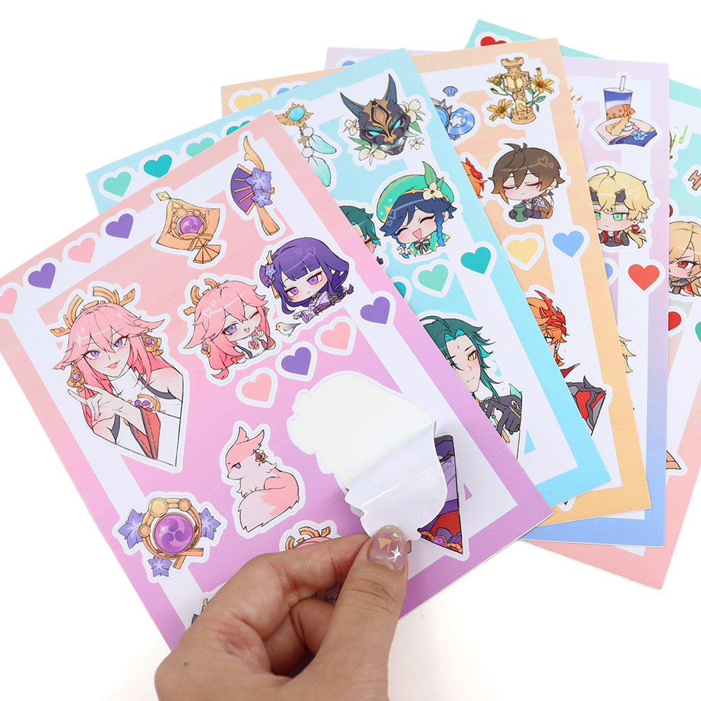 Custom PVC Adhesive Waterproof Vinyl Transfer Sticker Sheet Cute Cartoon Animal Decorative Kiss Cut Print Sticker UV Perfume