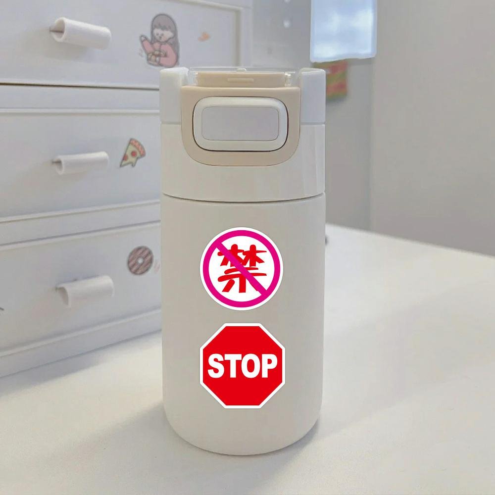 50Pcs Warning Sign Sticker Custom Cartoon Graffiti Waterproof PVC Stickers for Car Gift Bicycle Guitar Prohibition Sign Sticker