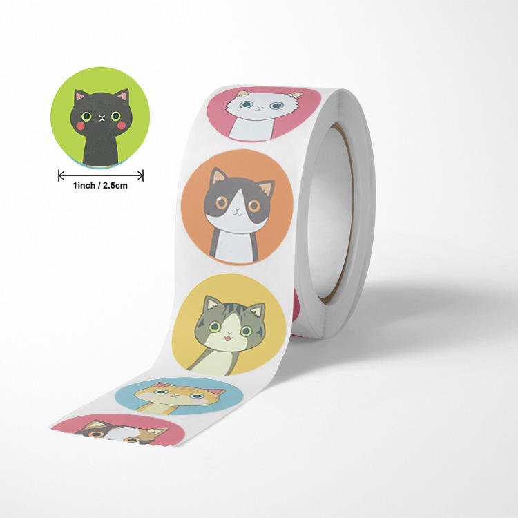 Custom Stickers Cute Cartoon Animals Stickers For Kids Round PP Paper School Teacher Supplies Child Reward Print Stickers