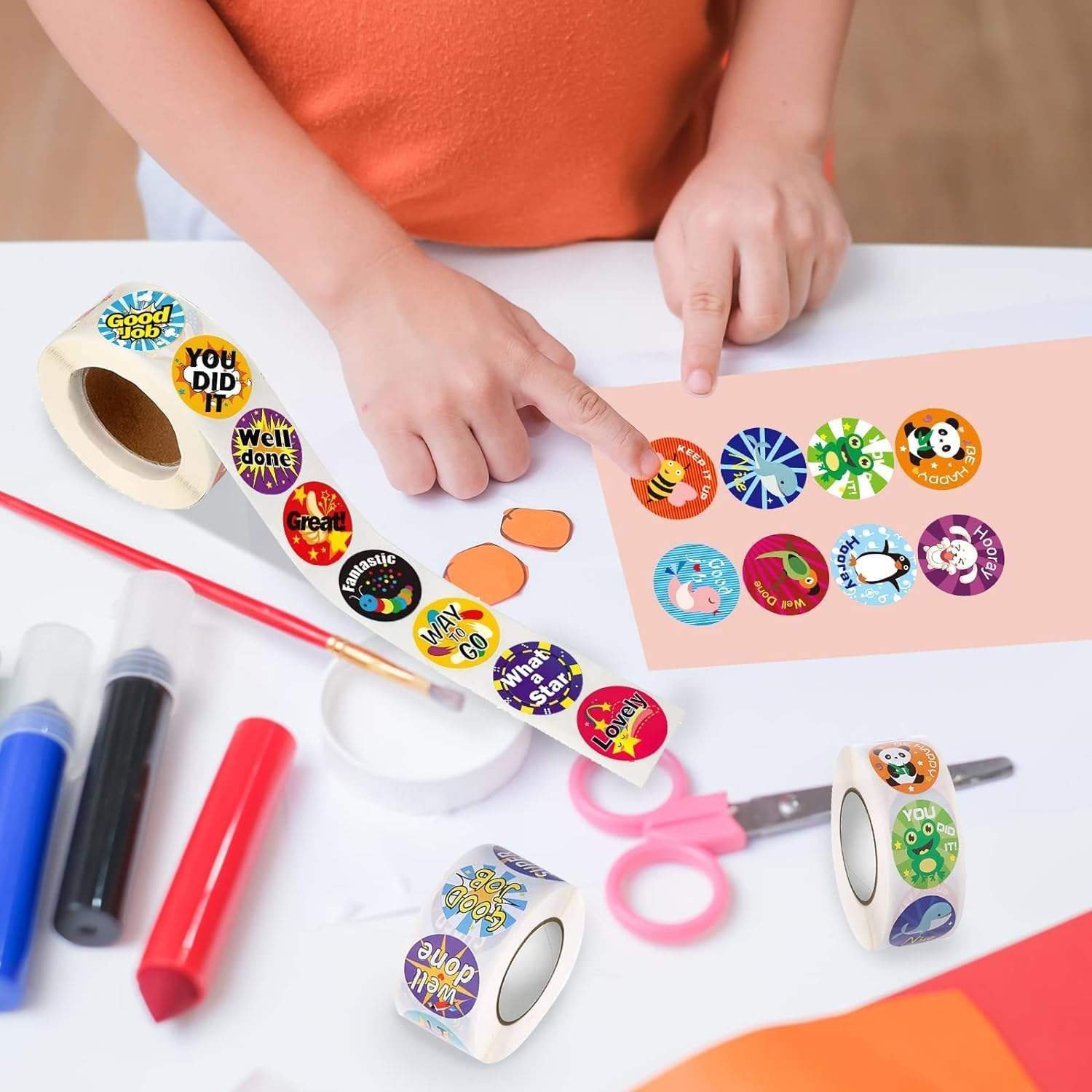 Custom Stickers Cute Cartoon Animals Stickers For Kids Round PP Paper School Teacher Supplies Child Reward Print Stickers