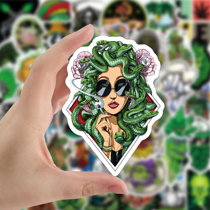 50pcs Waterproof Cartoon Leaf Styles Sticker Custom Vinyl Mobile Water Bottle Sticker Luggage Laptop Plant Stickers