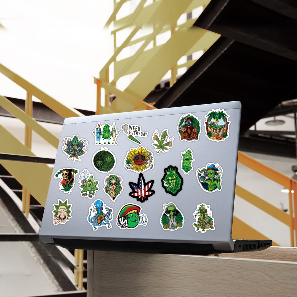 50pcs Waterproof Cartoon Leaf Styles Sticker Custom Vinyl Mobile Water Bottle Sticker Luggage Laptop Plant Stickers