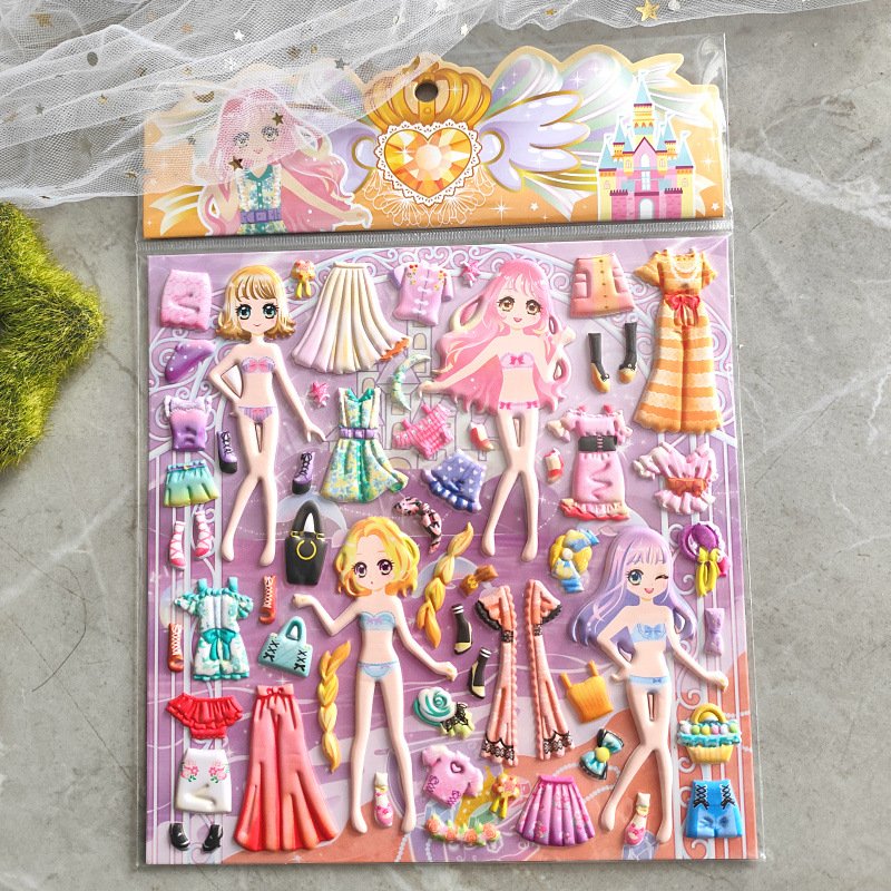 Wholesale Kawaii Girl Dress Up Stickers Custom Cartoon Gorgeous Princess Stickers Children Cute Sticker