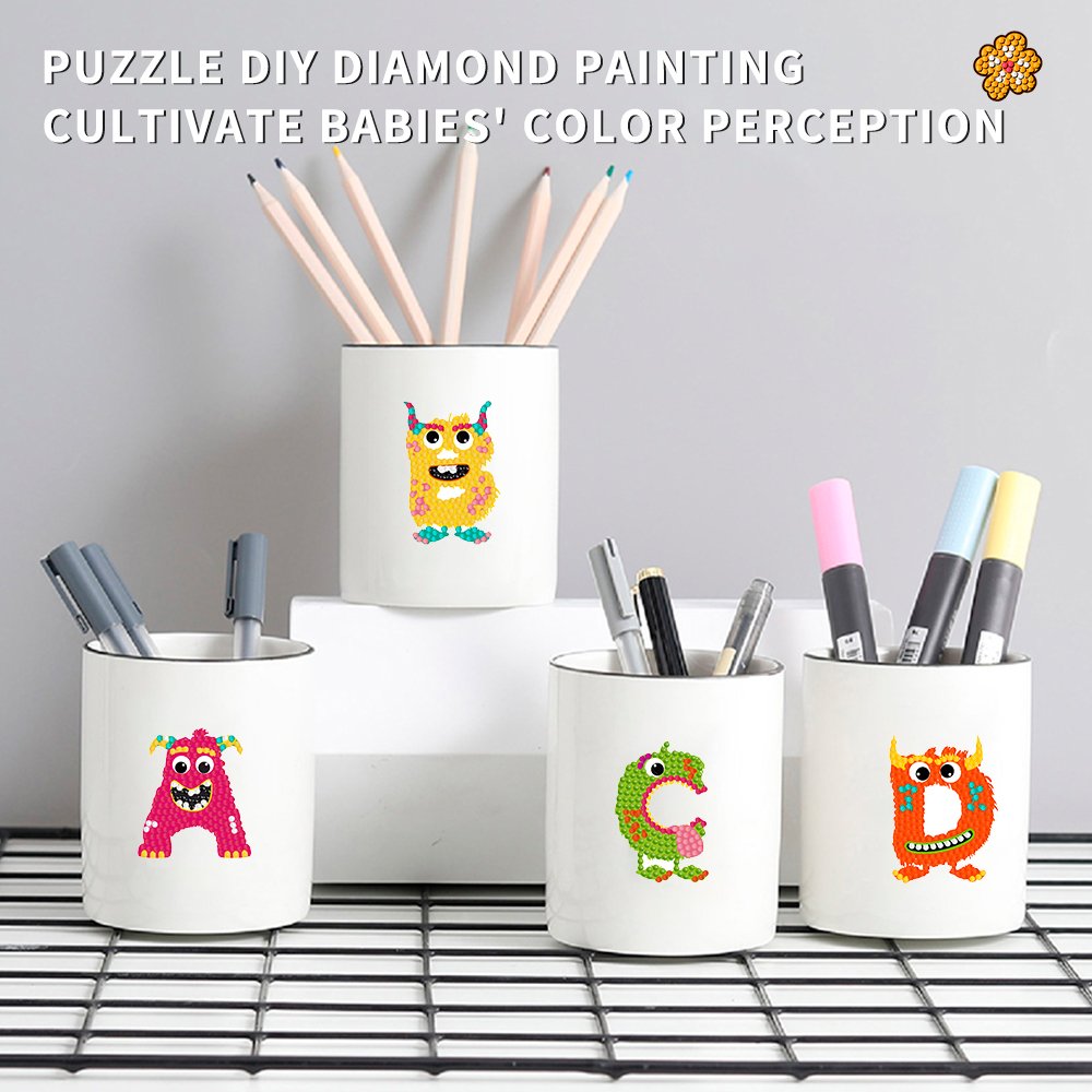 Cartoon letter diamond painting sticker set, children's diamond dot art painting DIY diamond painting