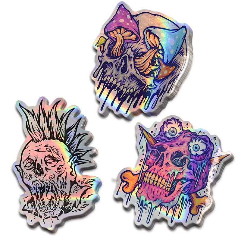 Customized Laser Rainbow Hologram Holographic Vinyl Waterproof Cartoon Die Cut Paper Sheet Sticker