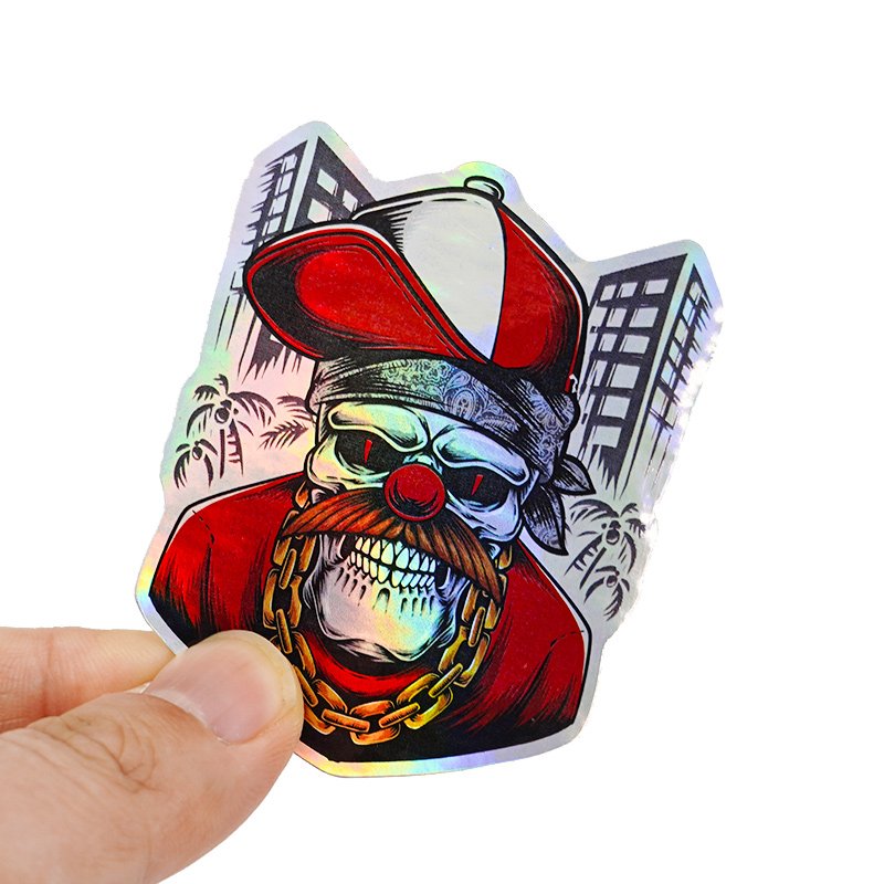 Customized Laser Rainbow Hologram Holographic Vinyl Waterproof Cartoon Die Cut Paper Sheet Sticker