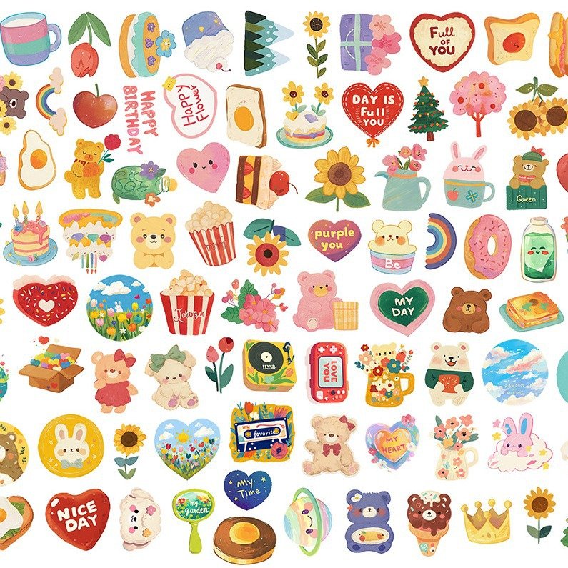 Custom Waterproof Cute Bear Stickers For Decorative Bookkeeping Journal Vinyl Cartoon Sticker