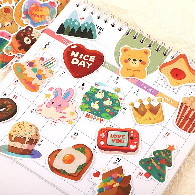 Custom Waterproof Cute Bear Stickers For Decorative Bookkeeping Journal Vinyl Cartoon Sticker