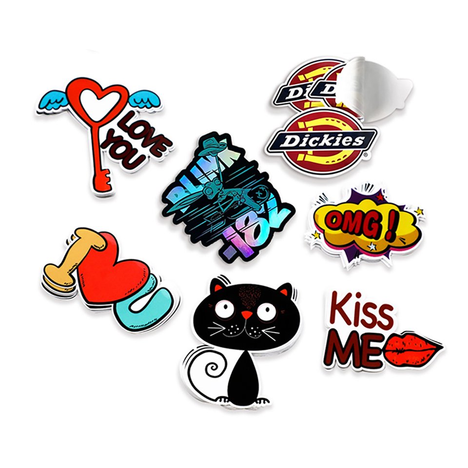 Custom Waterproof Vinyl Die Cut Sticker UV Printing Self-Adhesive Label Cartoon PVC Die Cut Logo Stickers