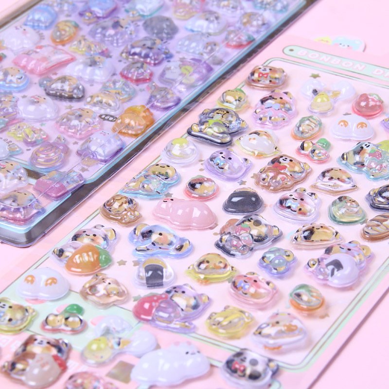 Children's cartoon cute animals 3D three-dimensional acrylic stickers with relief stickers for girls