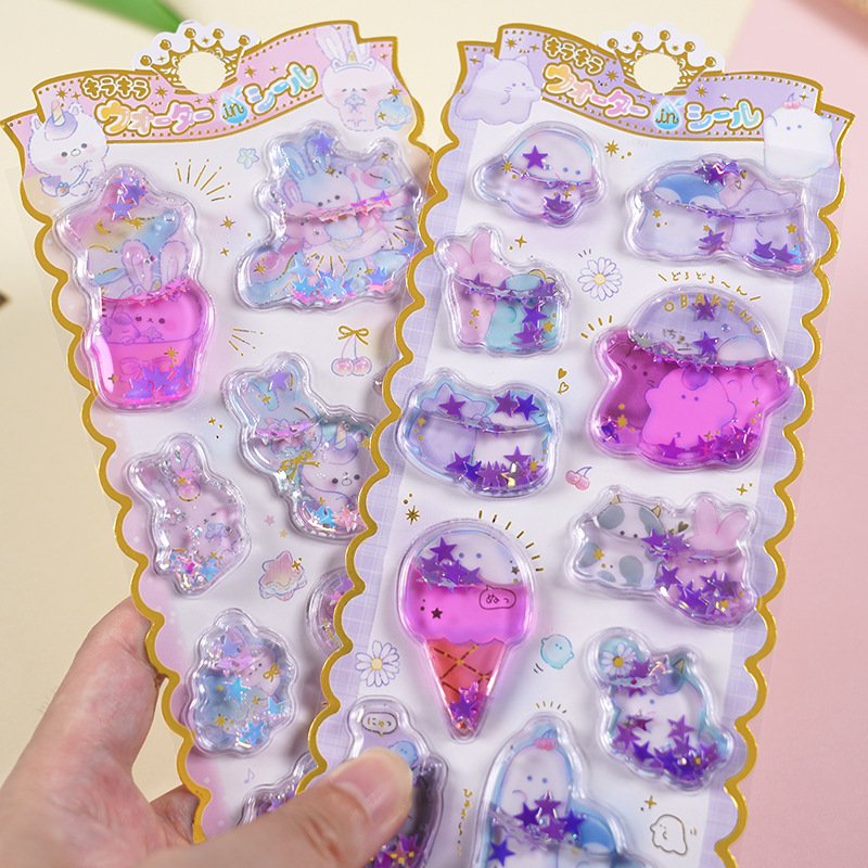 Cute 3D Easy Remove cartoon PVC waterproof stickers for decoration Shaker Water Korea Stickers