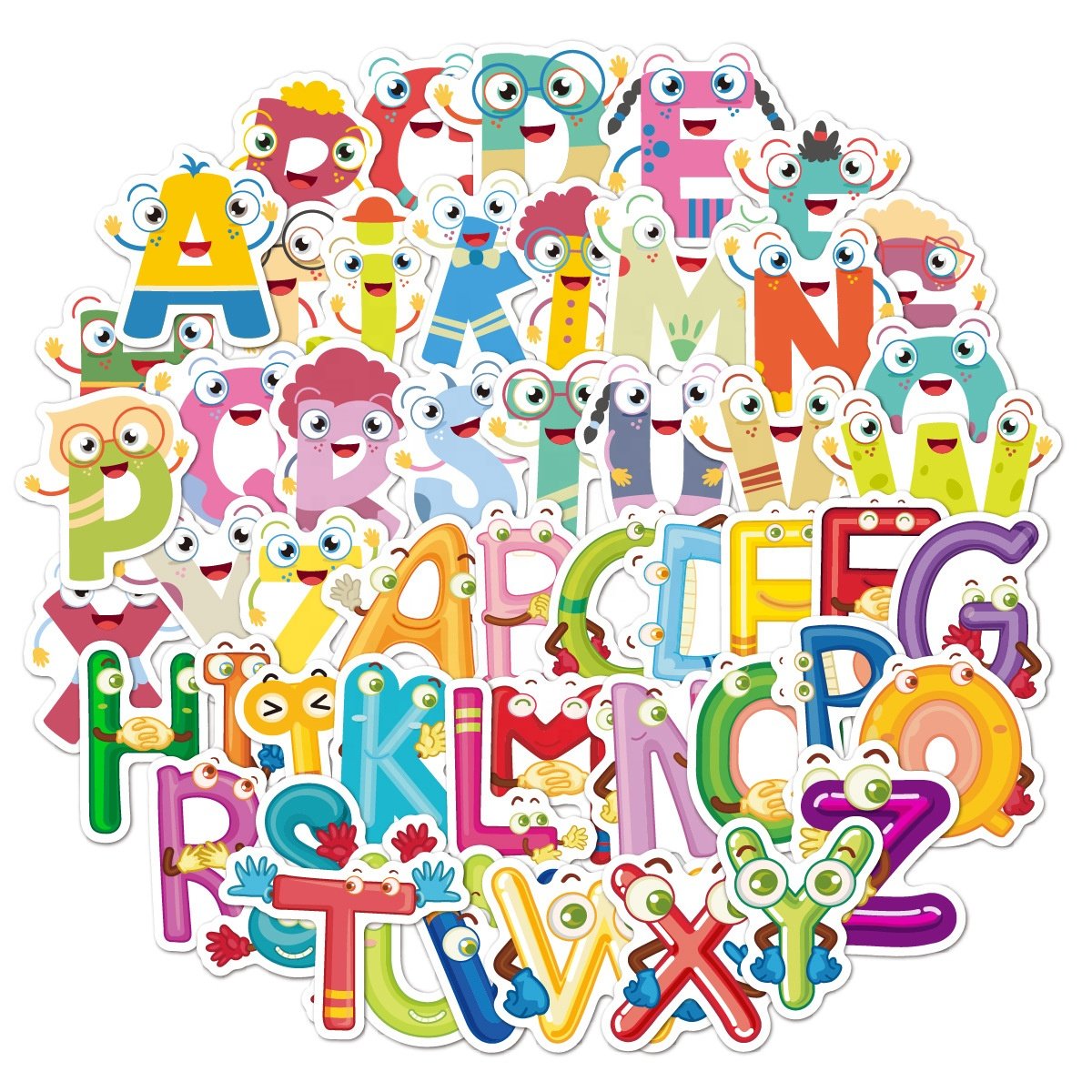 50pcs Cartoon Animals Vinyl Waterproof Stickers for Water Bottles Sticker Custom Printing Die Cut Decorative Stickers Cute
