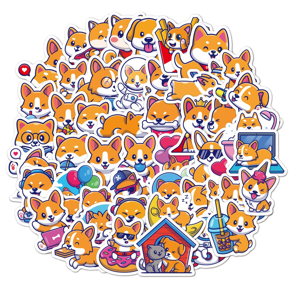 50pcs Cartoon Animals Vinyl Waterproof Stickers for Water Bottles Sticker Custom Printing Die Cut Decorative Stickers Cute