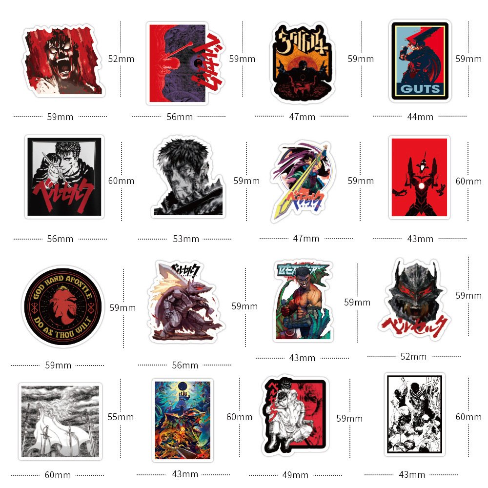 100 cartoon sword wind legend Berserk stickers electric car helmet mobile phone shell computer guitar waterproof sticker