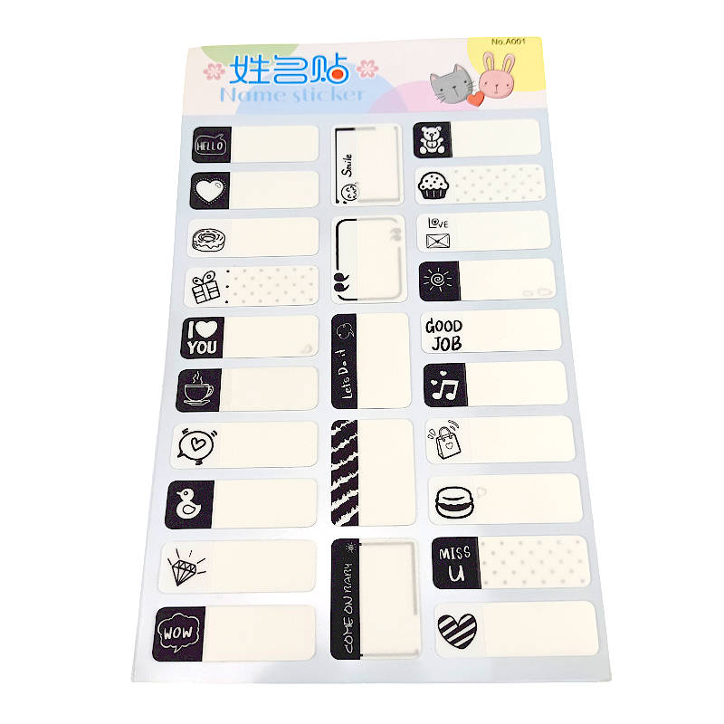 Personalised Tag Custom Cartoon children waterproof personalized name stickers Label customized name sticker For Kids