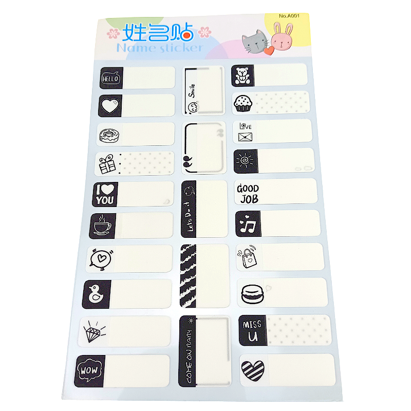 Personalised Tag Custom Cartoon children waterproof personalized name stickers Label customized name sticker For Kids