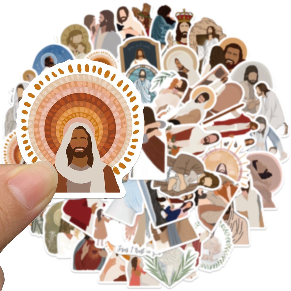 52pcs Cartoon Jesus Christian Prayer Sticker Diy Luggage Phone Case Notebook Graffiti Waterproof Stickers Toys Gift Wholesale