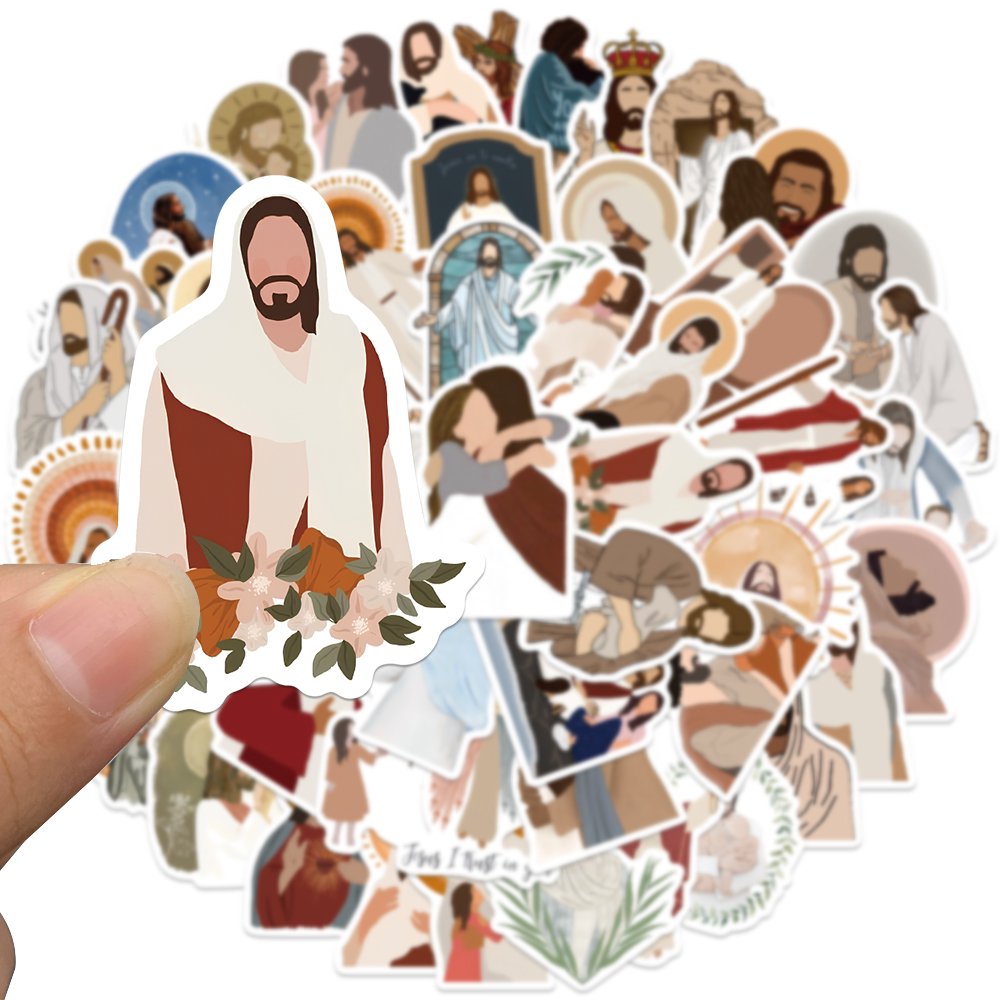 52pcs Cartoon Jesus Christian Prayer Sticker Diy Luggage Phone Case Notebook Graffiti Waterproof Stickers Toys Gift Wholesale
