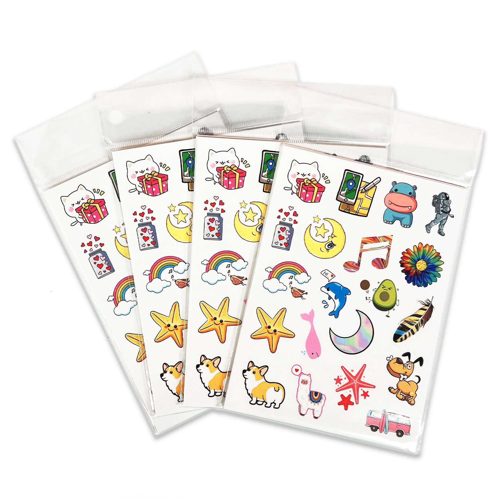 Custom Logo Sticker Kiss Cut Waterproof Anime Cartoon Pvc Paper Transparent Kiss Cut Vinyl Sticker Sheet Custom