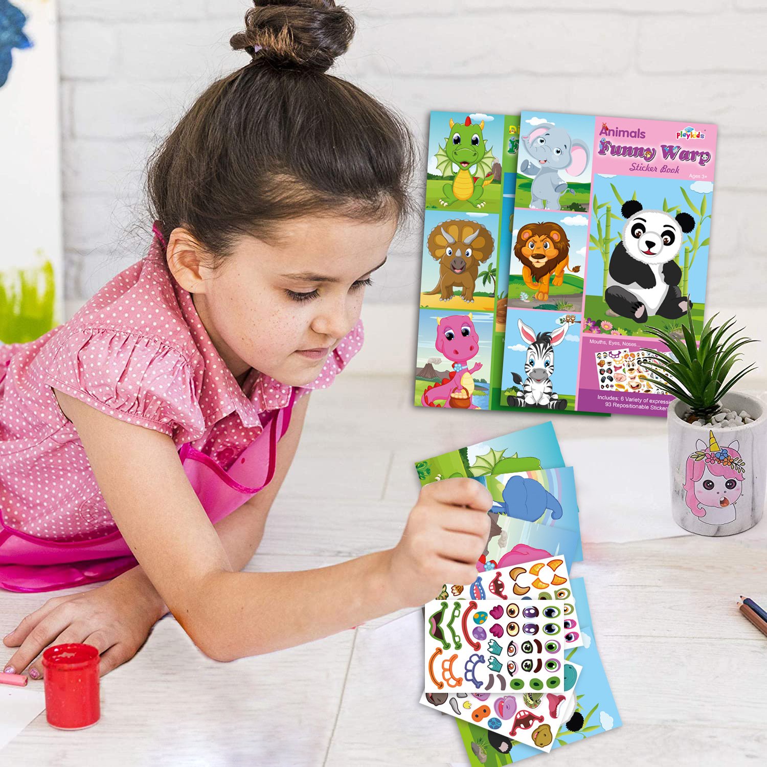 YALONG YLWG10014 Stickers Puzzle Games Make a Face Princess Animal Dinosaur Assemble Children Recognition Training Education Toy