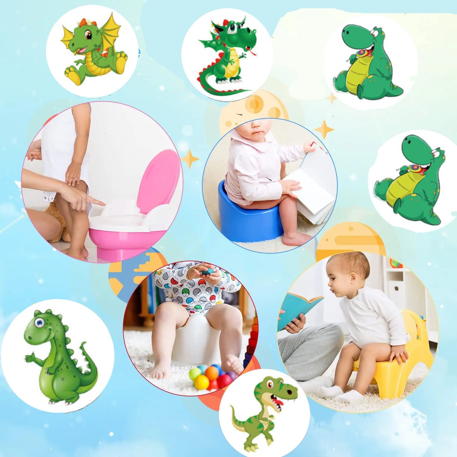 Kids Potty Training Sticker Thermochromic Sticker Heat Sensitive Color Changing Sticker