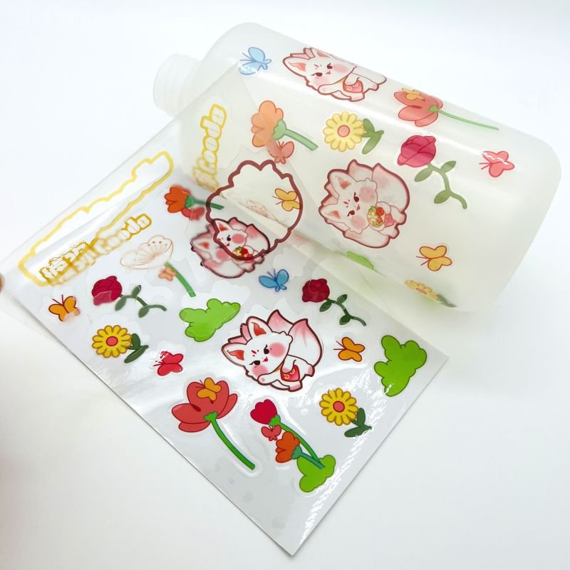 Factory Customized high quality sticker roll transparent clear label sticker for water beverage bottle