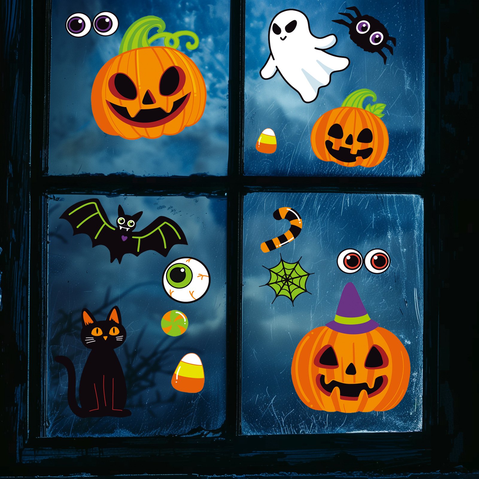 Halloween DIY Holiday Party Decoration Stickers Cute Spooky Pumpkin Head Bat Pattern Cartoon Graffiti Customized Style Stickers