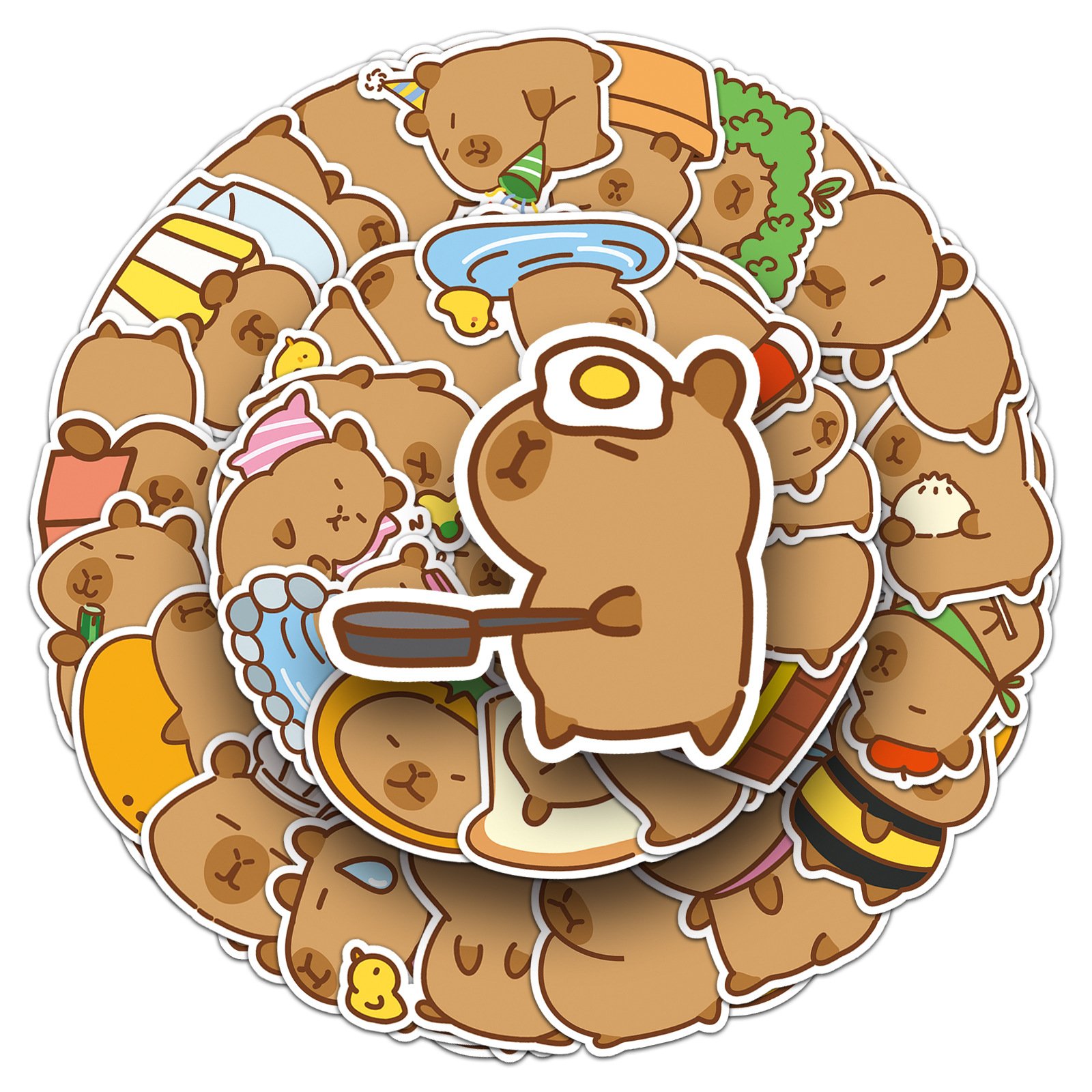 51Pcs Q Version Capybara Graffiti Stickers For Children Refrigerator Bottle Decor Original Design Sticker