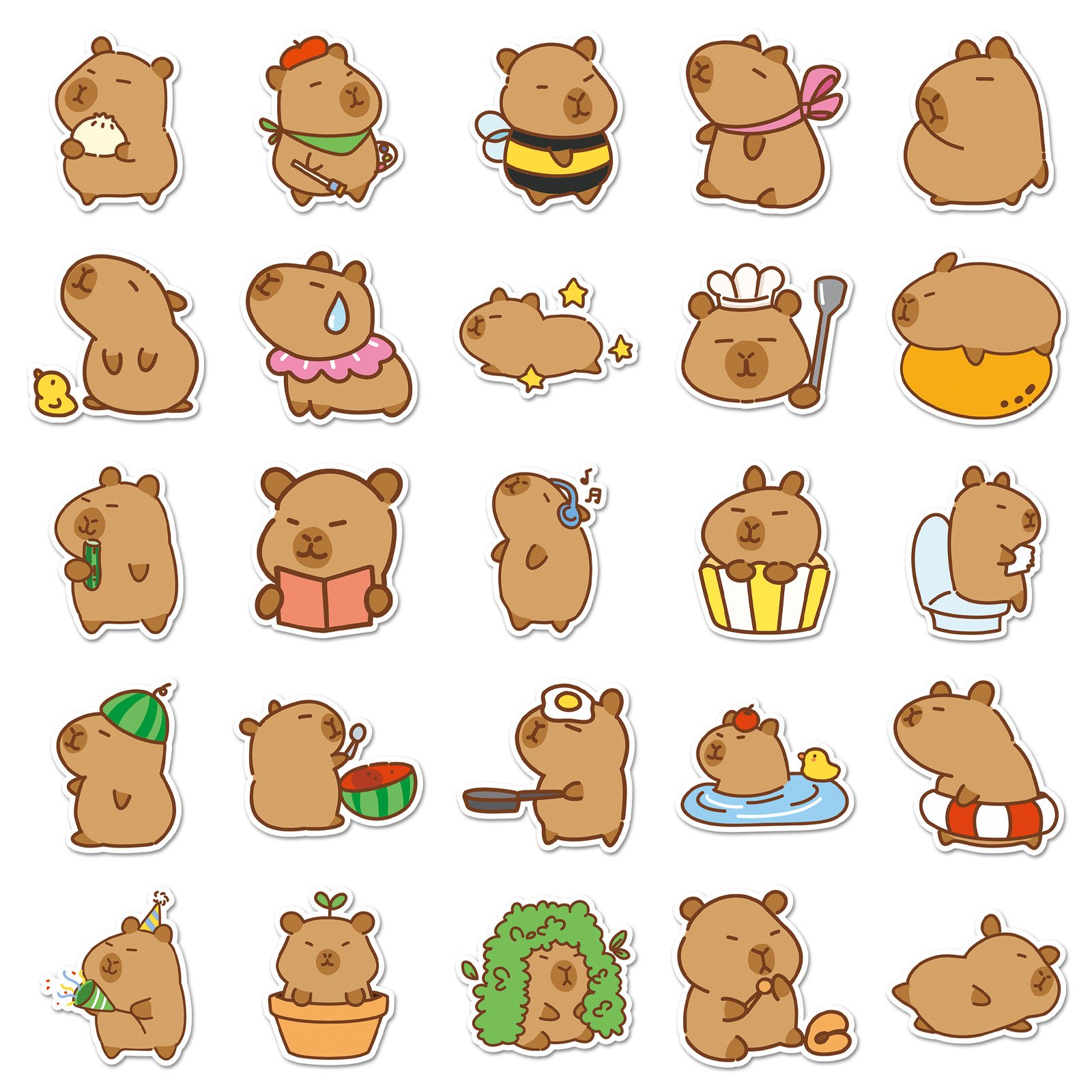 51Pcs Q Version Capybara Graffiti Stickers For Children Refrigerator Bottle Decor Original Design Sticker
