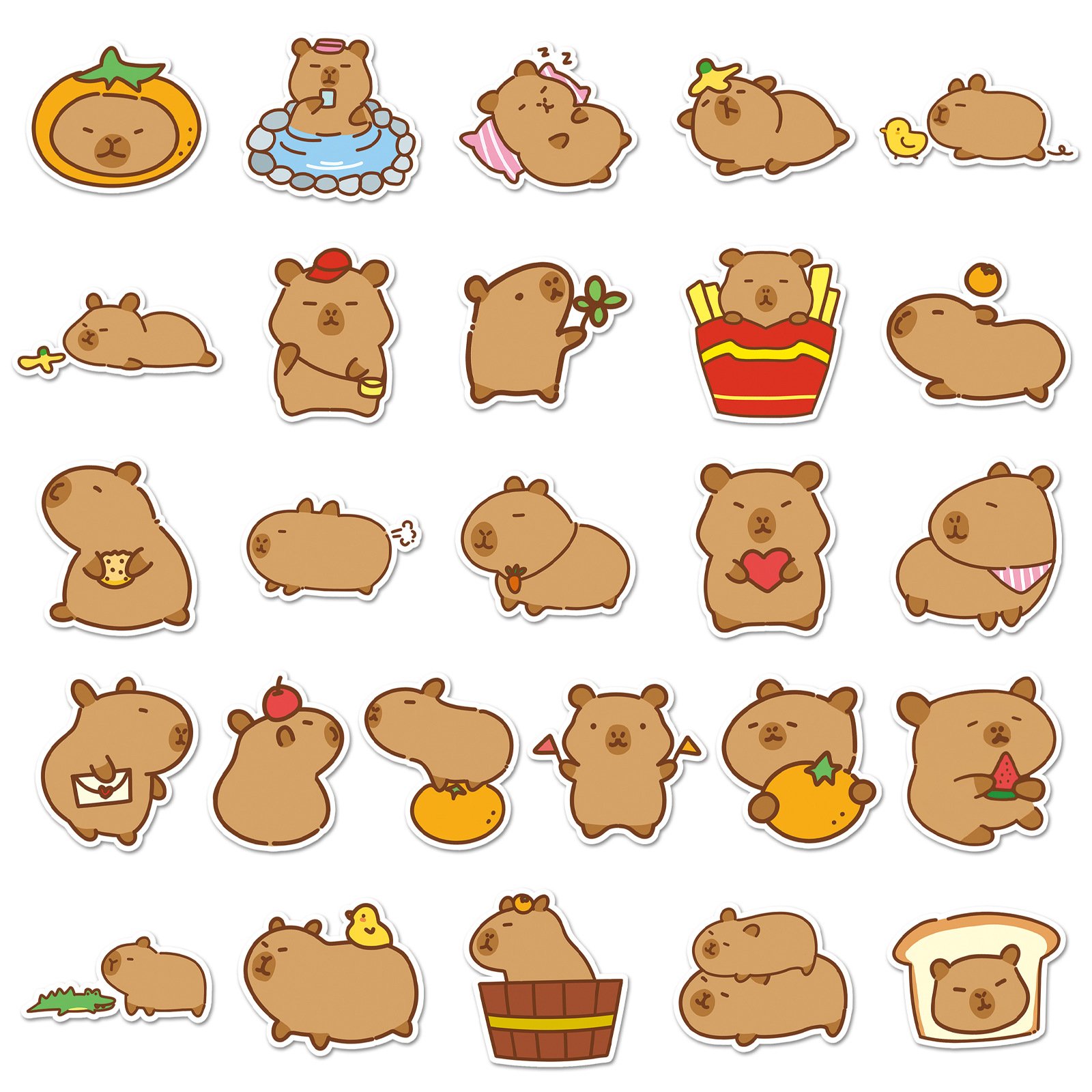 51Pcs Q Version Capybara Graffiti Stickers For Children Refrigerator Bottle Decor Original Design Sticker