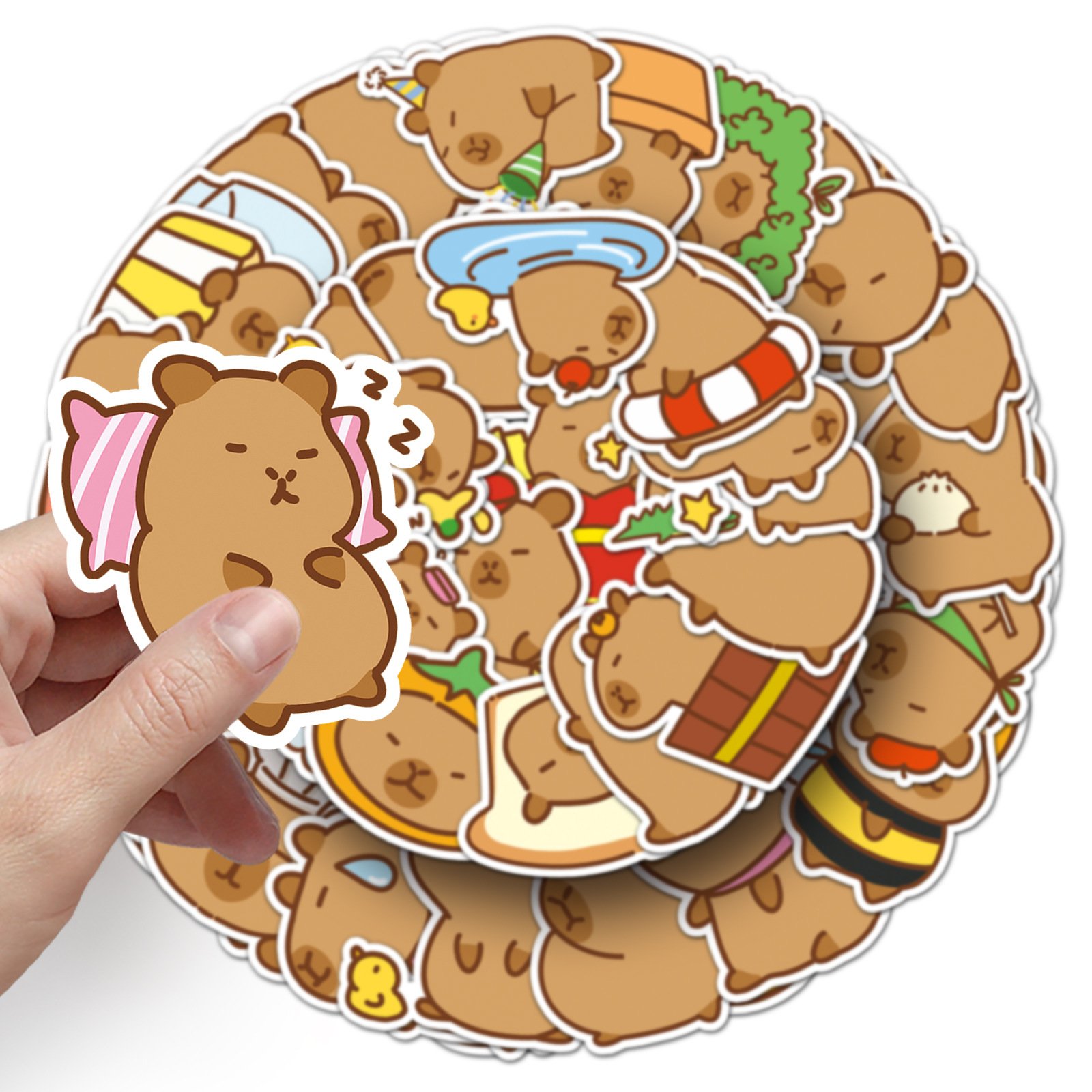 51Pcs Q Version Capybara Graffiti Stickers For Children Refrigerator Bottle Decor Original Design Sticker