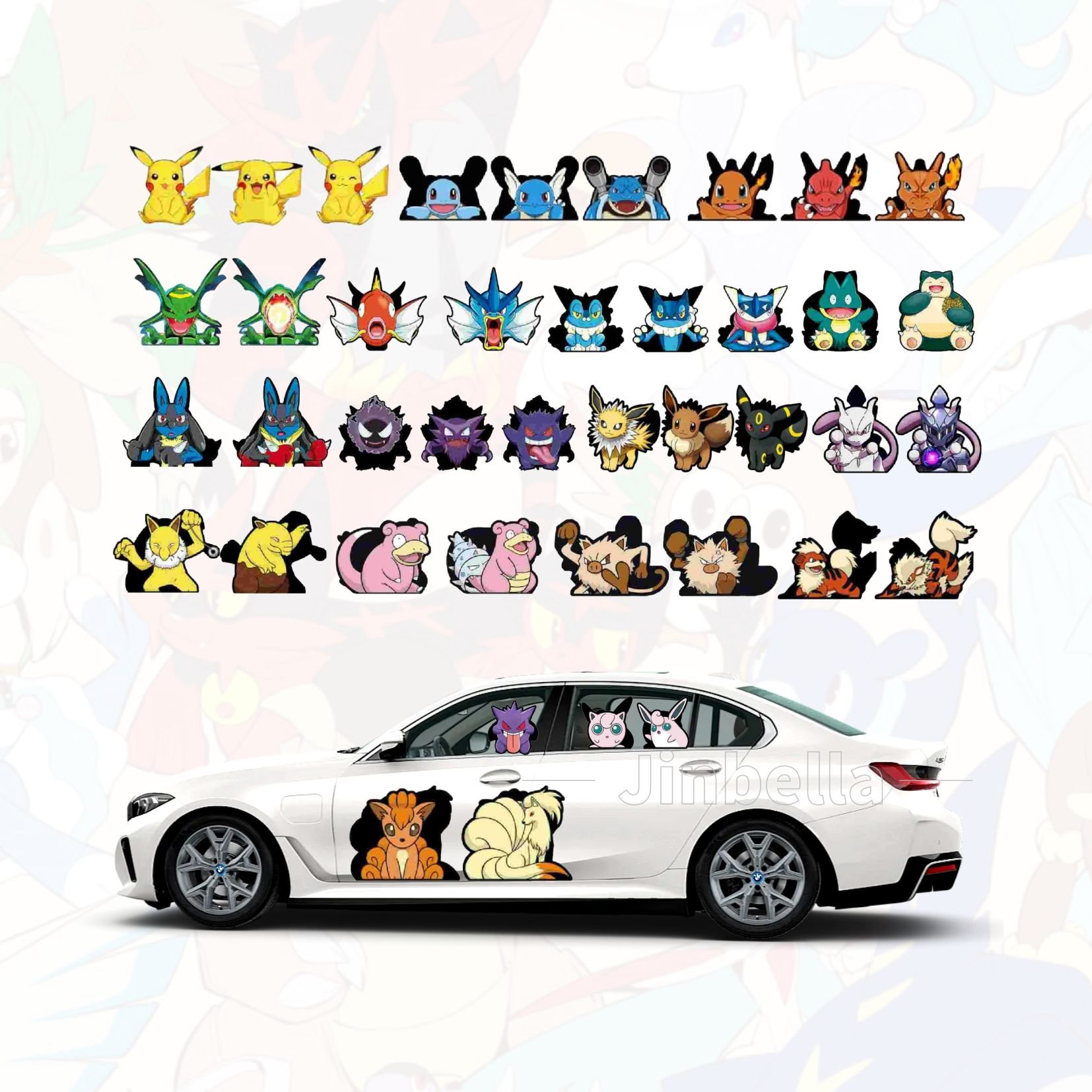 1400 Designs 10-15cm Custom 3D Lenticular PET Motion Anime Pokemoned Pikachu Eevee Car Cartoon stickers Flips Decoration