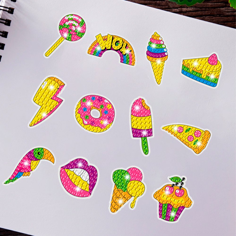 High quality 5d gourmet diamond painting stickers customized Diy diamond cartoon stickers