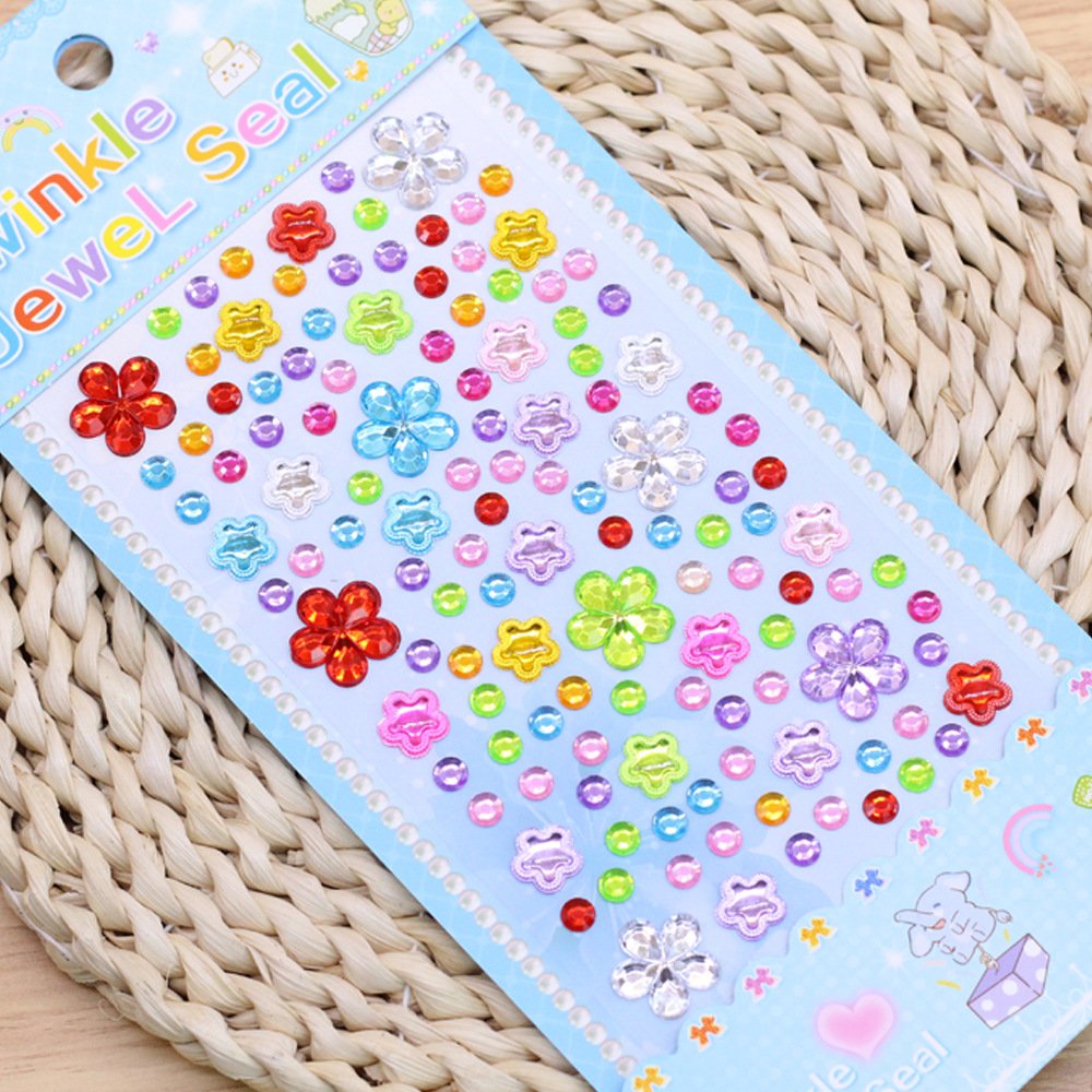 Children gem sticker crystal diamond cartoon sticker makeup girl 3d stereo bonus sticker decorative toy