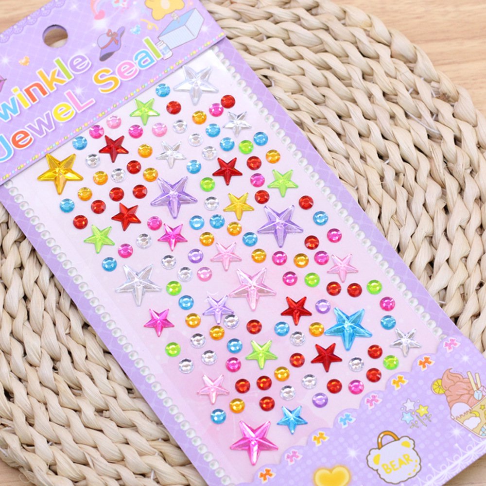 Children gem sticker crystal diamond cartoon sticker makeup girl 3d stereo bonus sticker decorative toy