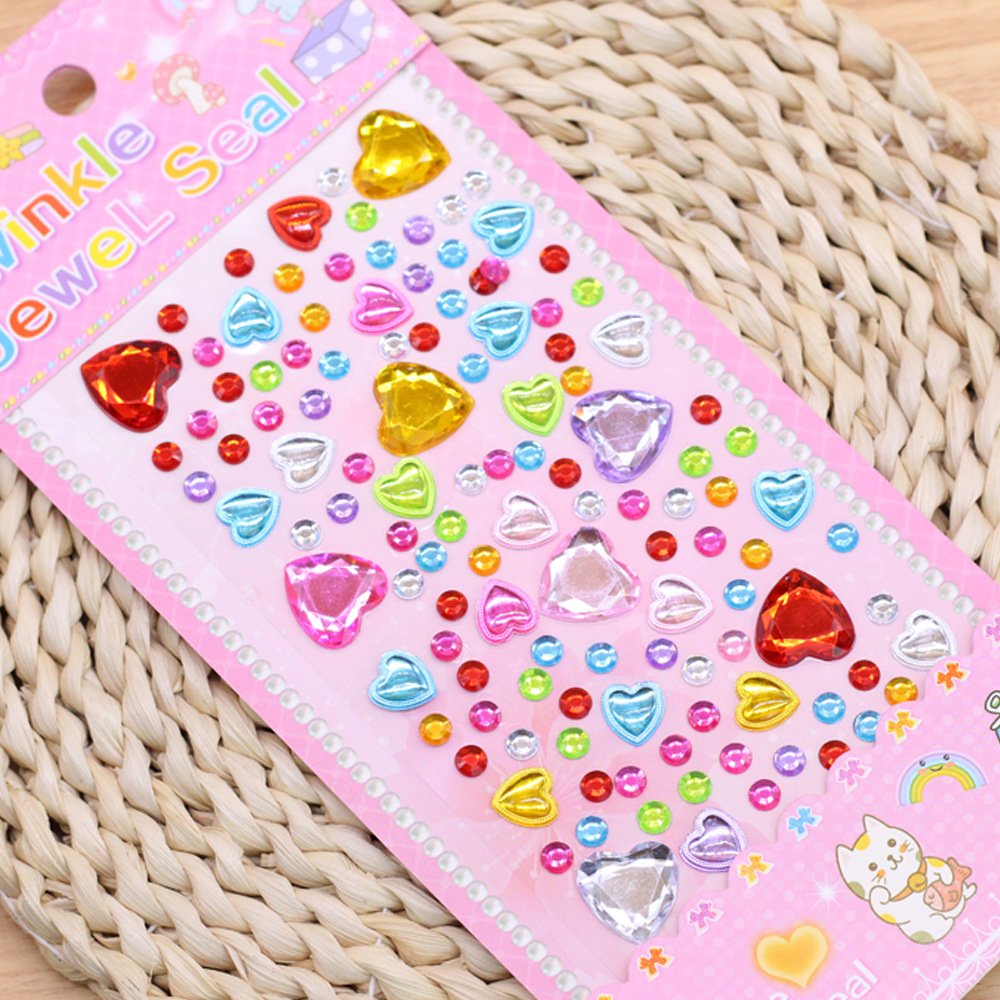 Children gem sticker crystal diamond cartoon sticker makeup girl 3d stereo bonus sticker decorative toy
