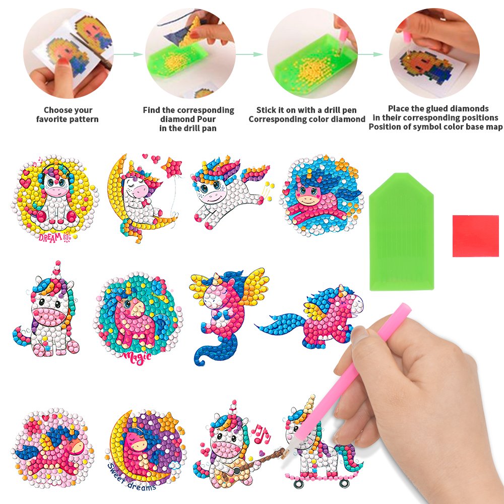 Children's Diamond Painting Sticker Set Diy Art Unicorn Diamond Painting Digital Stickers Children's Toy Gifts