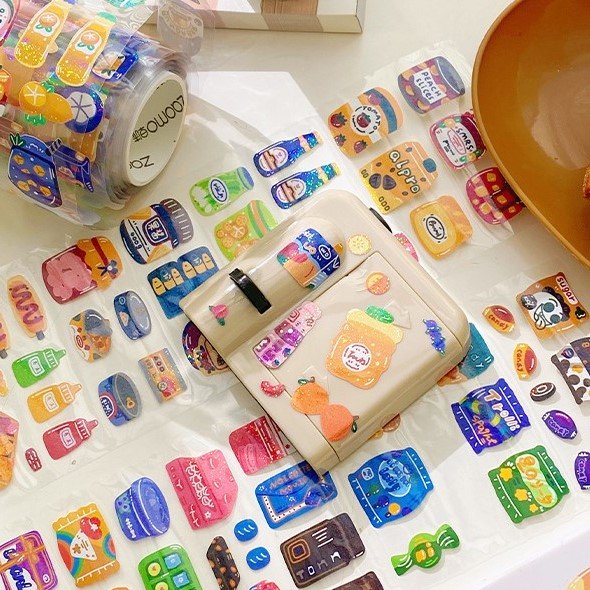 Hot Selling Custom Logo PET Tape Time Twister Series Cute DIY Decorative Cartoon Bright Starlight Film Sticker Washi Tape Roll
