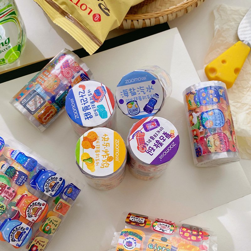 Hot Selling Custom Logo PET Tape Time Twister Series Cute DIY Decorative Cartoon Bright Starlight Film Sticker Washi Tape Roll