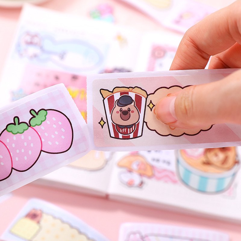 Simno Cartoon Animal Themed Creative Stationery Supplies Sticky Notes Scrapbook Decor Self-adhesive Paper Tape for Kids DIY