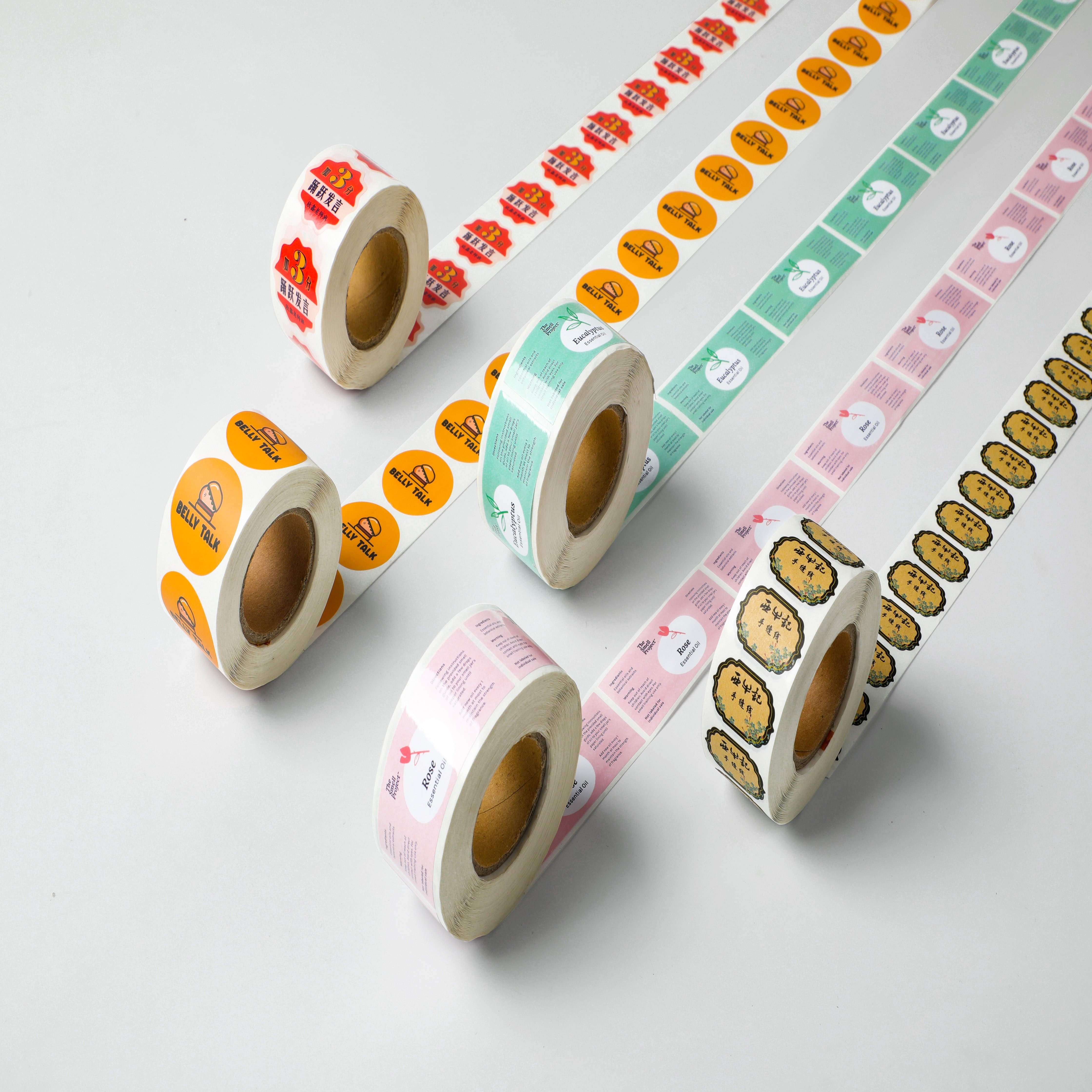 Custom Adhesive Cartoon PVC Decoration Vinyl Roll Sticker White Color Brand Logo Label for Packaging Roll Sticker