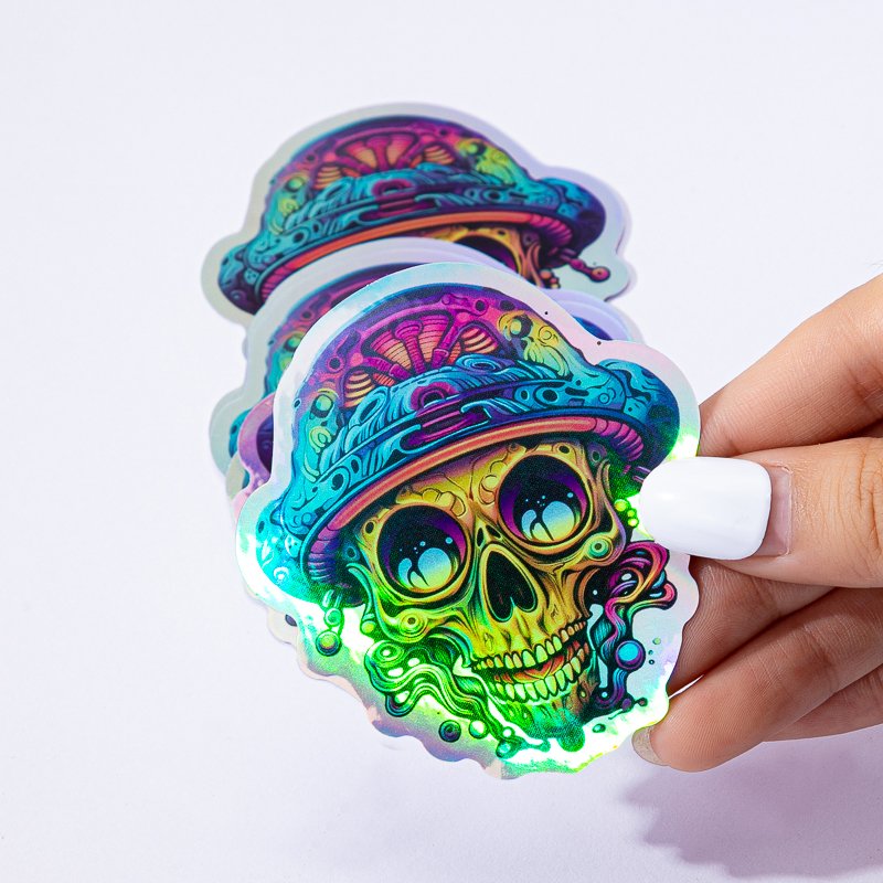 Customised Design Print Paper Outdoor Stickers Logo Decorative Rainbow Glitter Hologram Holographic Sticker