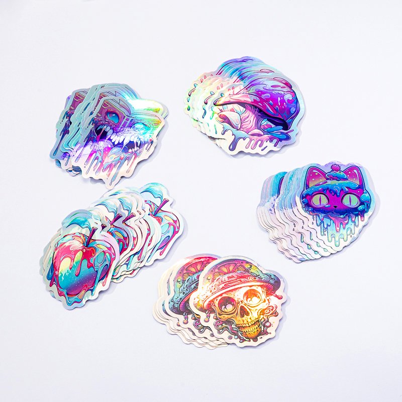 Customised Design Print Paper Outdoor Stickers Logo Decorative Rainbow Glitter Hologram Holographic Sticker