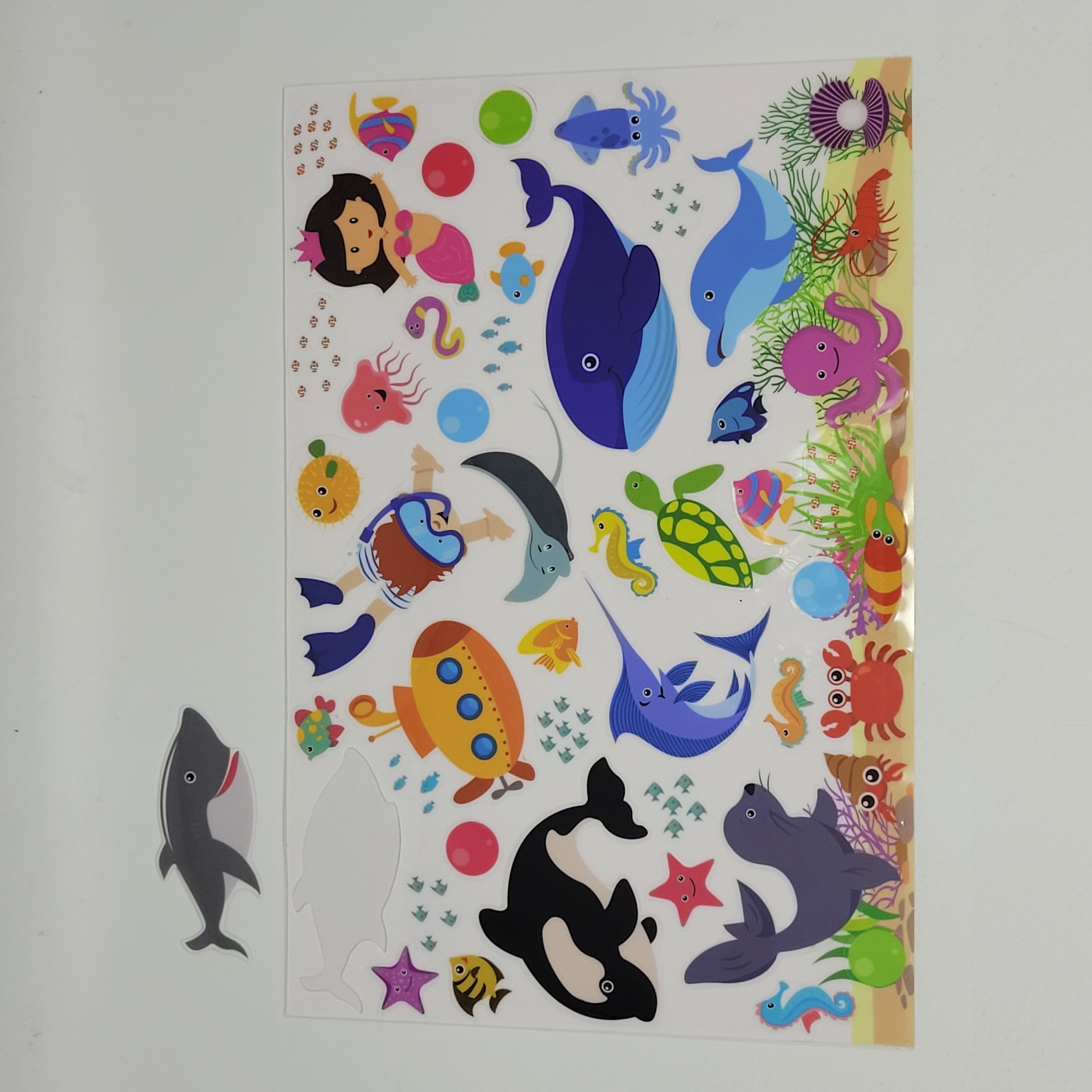 Custom reusable washable TPE TPR silicone children cartoon sticker animal craft
