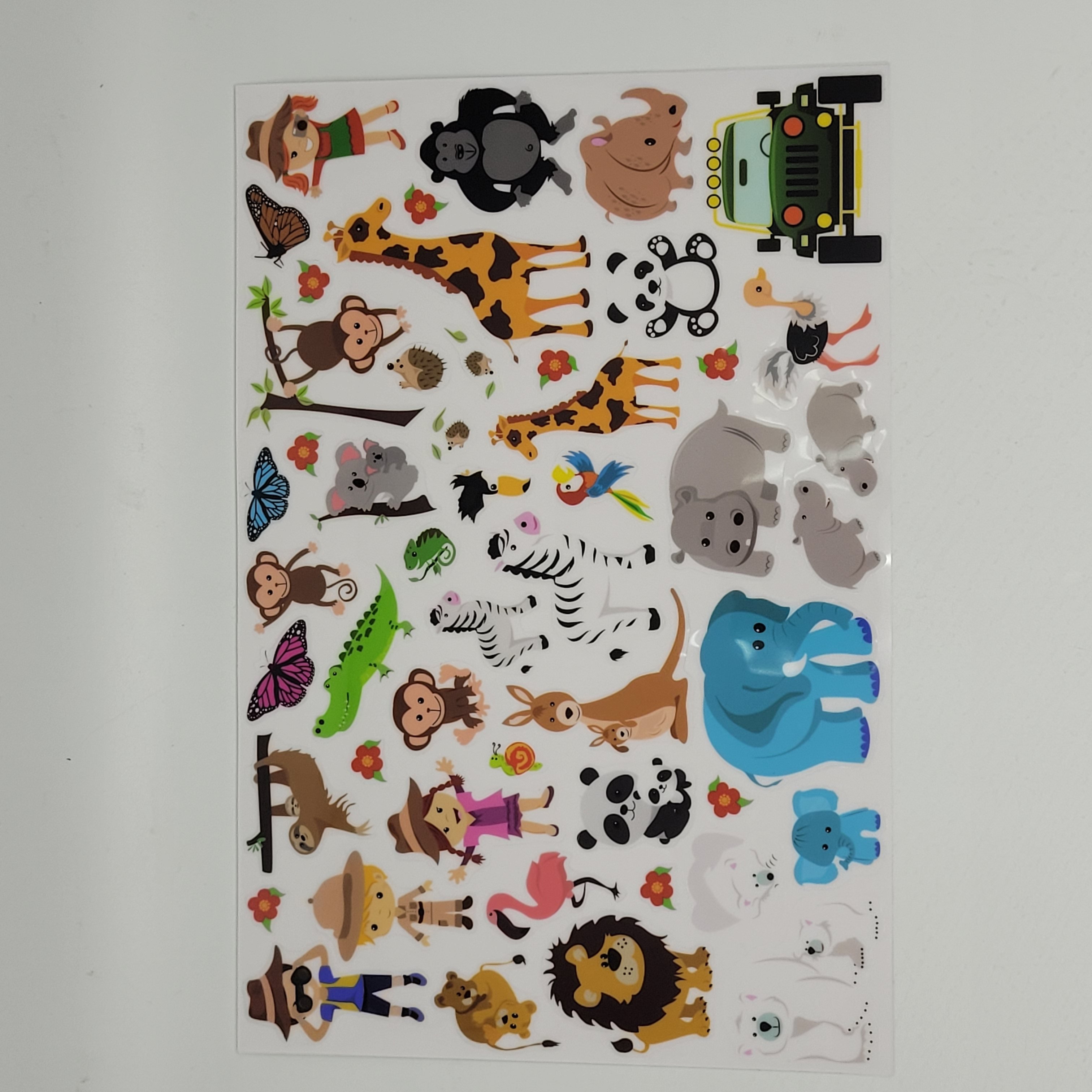 Custom reusable washable TPE TPR silicone children cartoon sticker animal craft