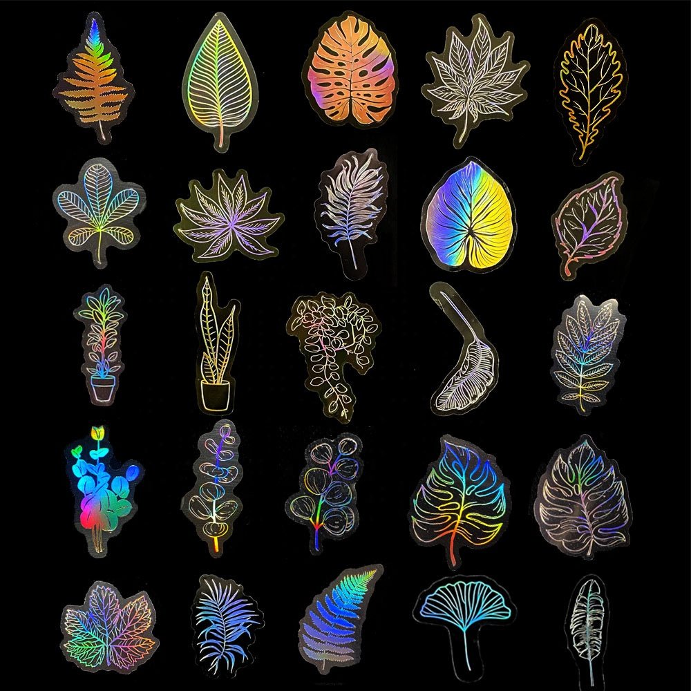 200pcs Holographic Stationery Stickers for Arts Water Bottles Laptop Scrapbook Planner Journal Accessories PET Adhesive Sticker