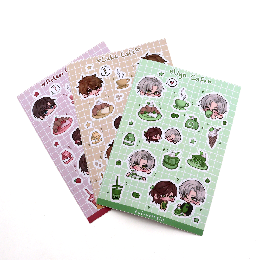 Customized Adhesive Waterproof Sticker Paper Sheet Promotional Custom Cartoon Cute Kiss Cut Stickers