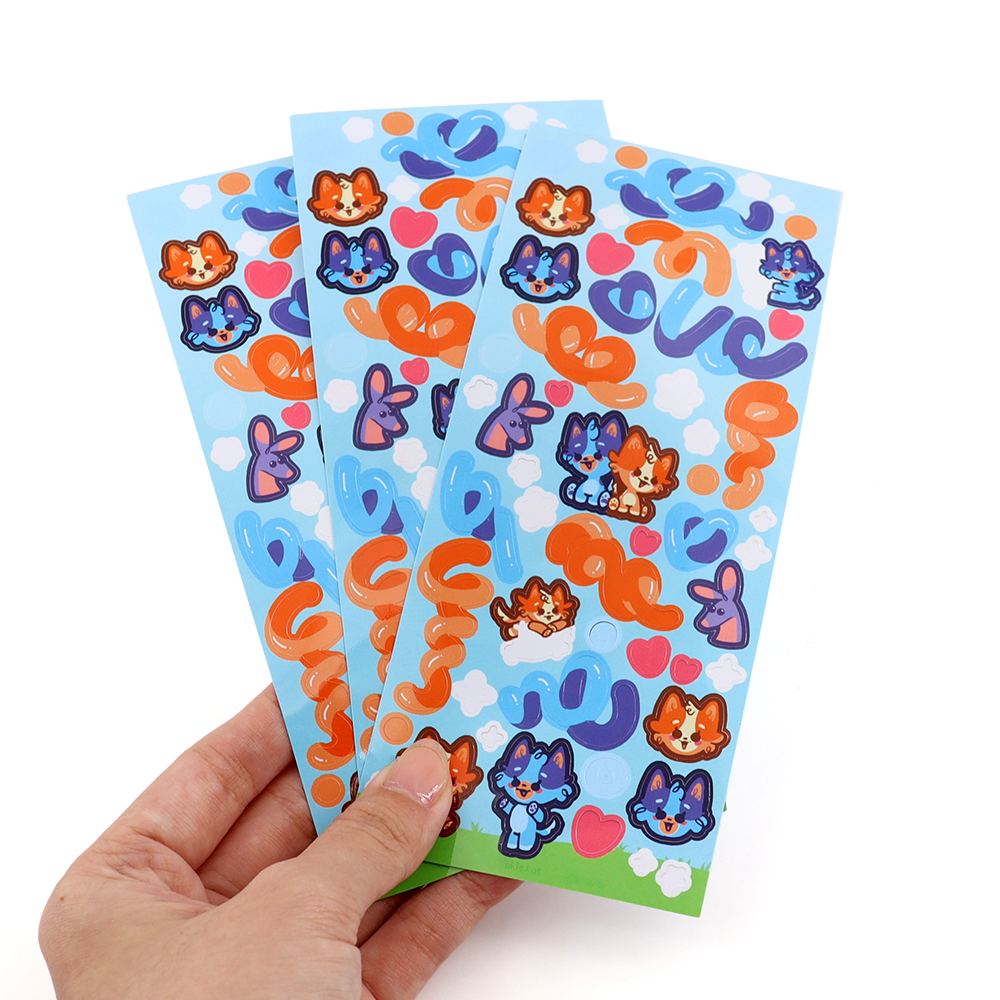 Customized Adhesive Waterproof Sticker Paper Sheet Promotional Custom Cartoon Cute Kiss Cut Stickers