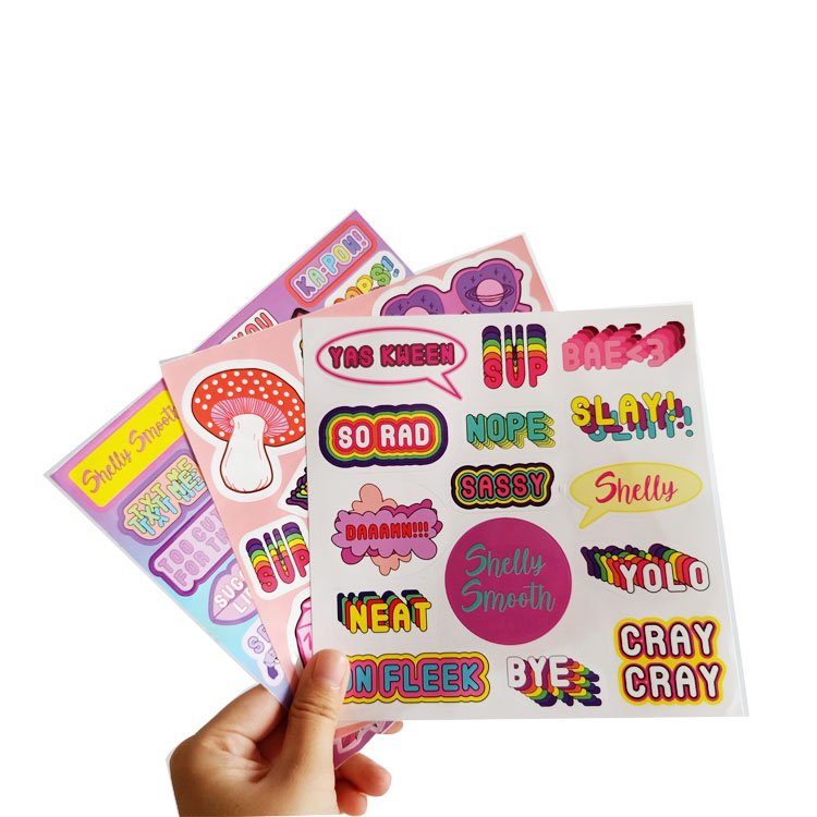 Custom lovely printed die cut cartoon labels stickers, funny stickers packaging in sheet